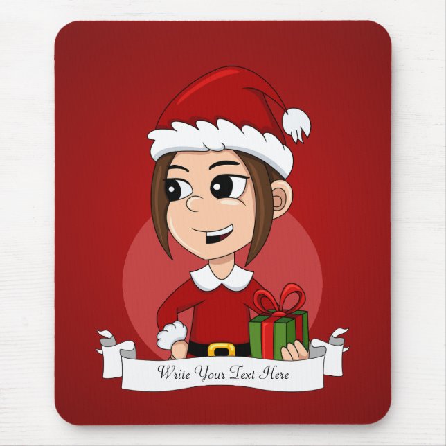 Christmas girl cartoon mouse pad (Front)