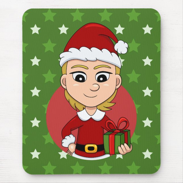 Christmas girl cartoon mouse pad (Front)