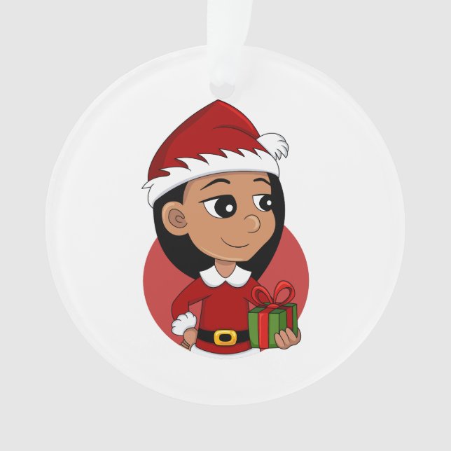 Christmas girl cartoon ornament (Front)