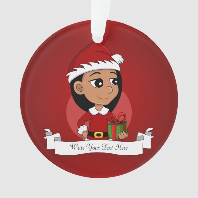 Christmas girl cartoon ornament (Front)