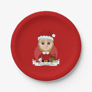 Christmas girl cartoon paper plates