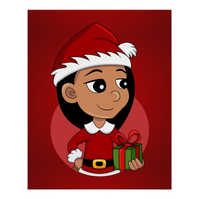 Christmas girl cartoon poster (Front)