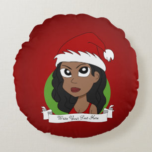 Christmas girl cartoon round pillow