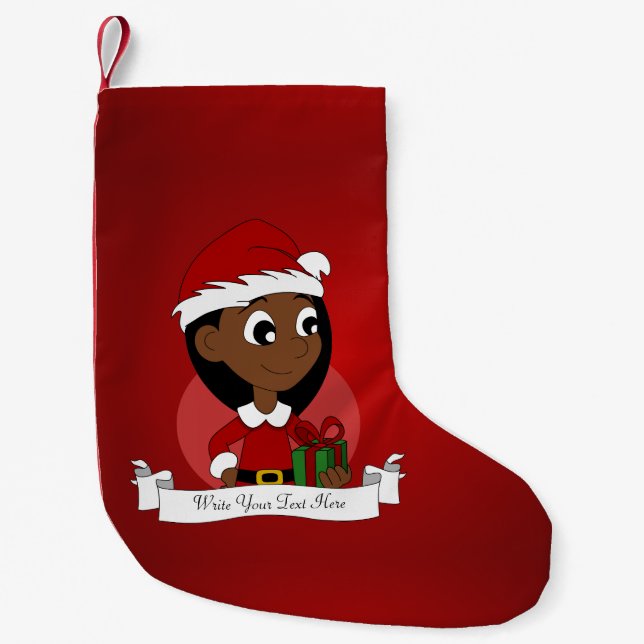 Christmas girl cartoon small christmas stocking (Front)