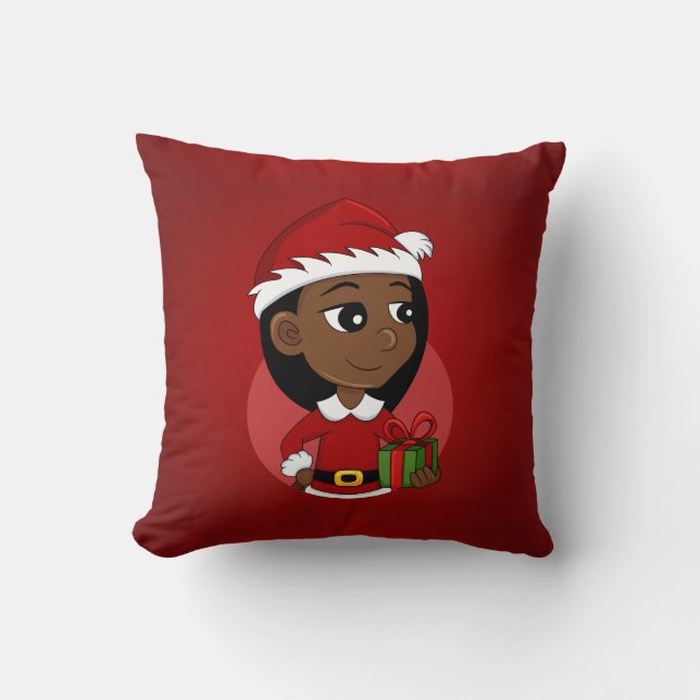 Christmas girl cartoon throw pillow (Front)