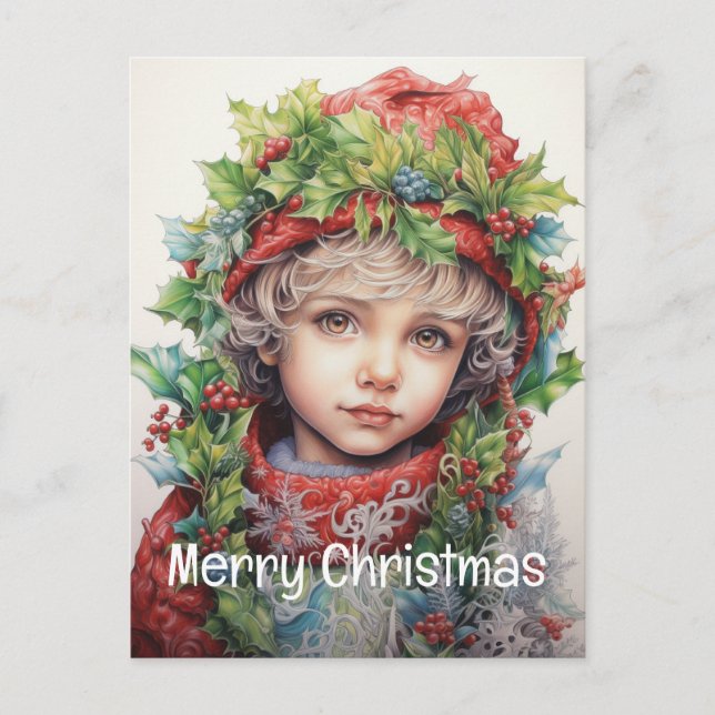 Christmas Girl Custom 4 of 25 Holiday Postcard (Front)