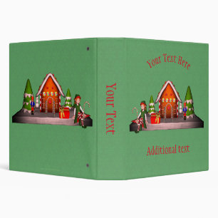 Christmas Girl Elf Gingerbread House Personalized  Binder