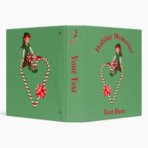 Christmas Girl Elf Heart Holiday Personalized Binder