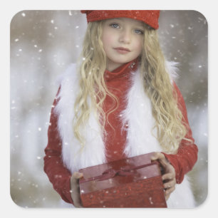 Christmas Girl Square Sticker