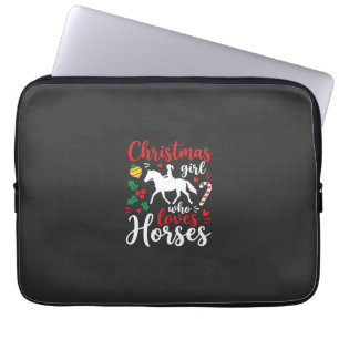 Christmas Girl Who Loves Horses Laptop Sleeve