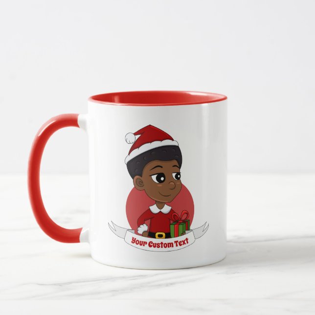 Christmas girl with an Afro cartoon Mug (Left)
