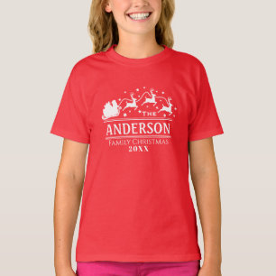 Christmas Girls Personalized Family Name Holiday T-Shirt