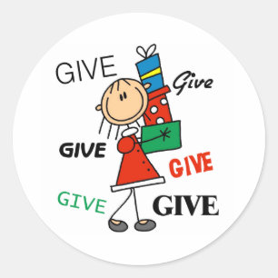 Christmas Give Give Give Classic Round Sticker