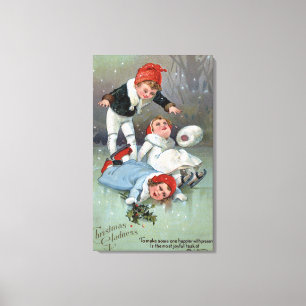Christmas GladnessIce Skating Kids Collapse Canvas Print