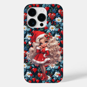 Christmas Glam Blonde Bombshell with Hearts Case-Mate iPhone 14 Pro Case