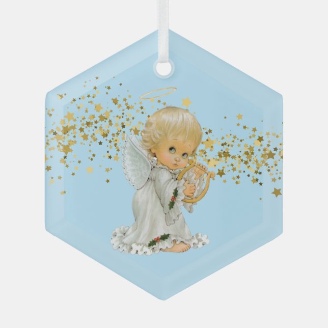 Christmas Glasa Ornament-Little Angel  Glass Ornament (Front)
