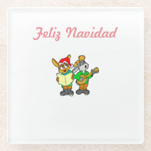 Christmas Glass Coaster / Trivet Feliz Navidad