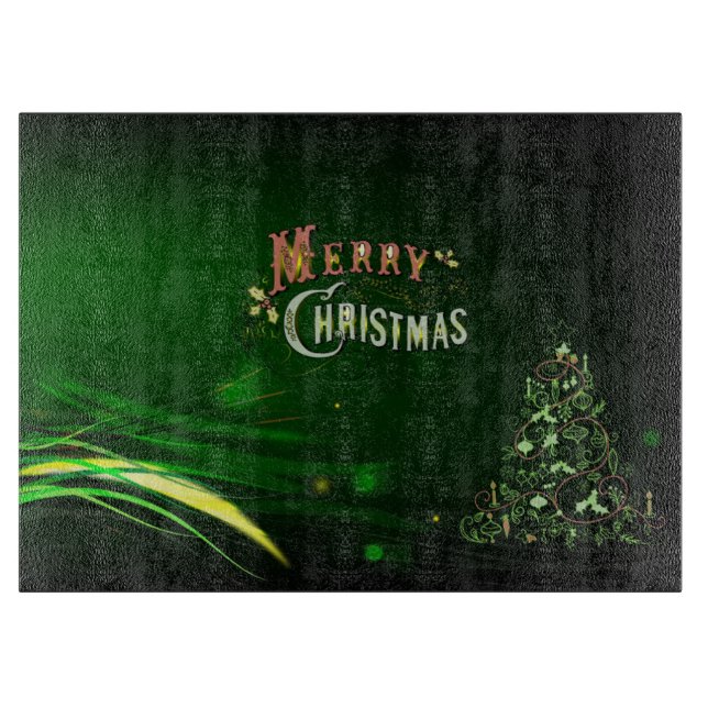 Christmas Glass Cutting Board/Christmas Tree Cutting Board (Front)