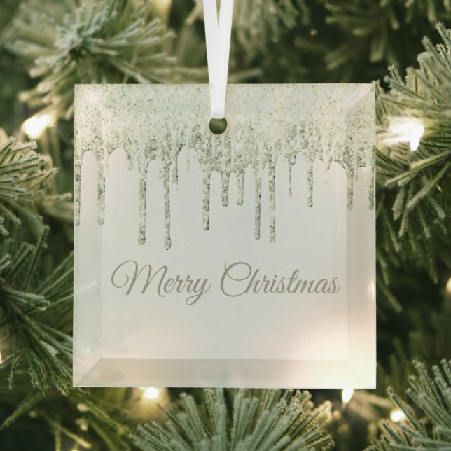Christmas Glitter Drip Merry Christmas Glass Ornam Glass Ornament (Insitu)