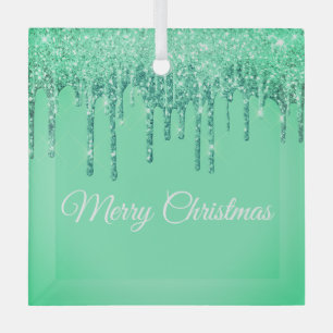 Christmas Glitter Drip Merry Christmas Glass Ornam Ornament