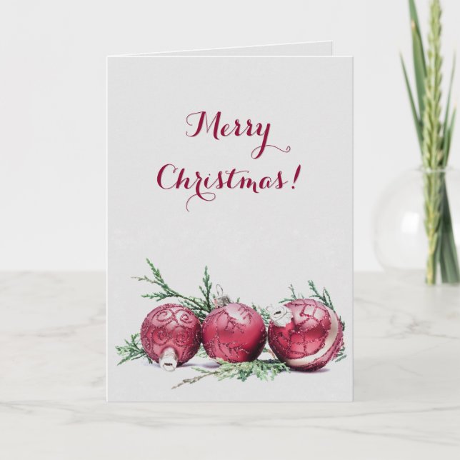 Christmas Glitter Ornaments Oil Painting Card (Front)