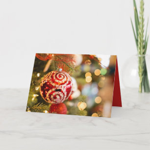 Christmas Glitter Red Tree Ornament Holiday Card
