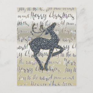 Christmas Glitter REINDEER Holiday Post Card