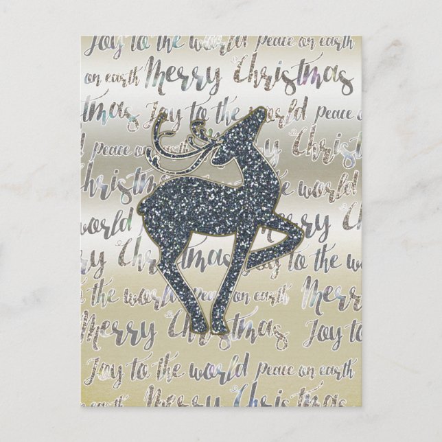 Christmas Glitter REINDEER Holiday Post Card (Front)
