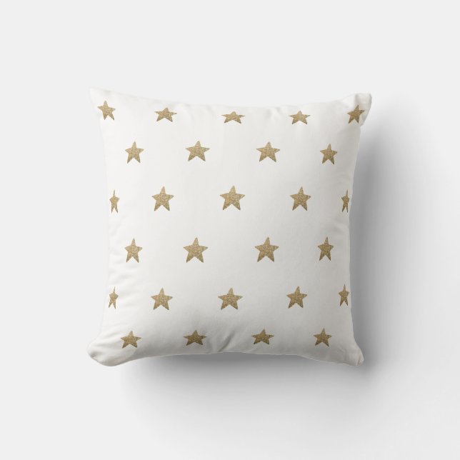 Christmas Glitter Stars Pattern Simple Modern Throw Pillow (Front)