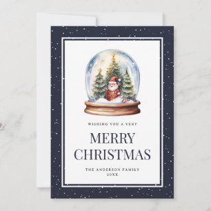 Christmas Globe Santa Claus Snowy Holiday Card