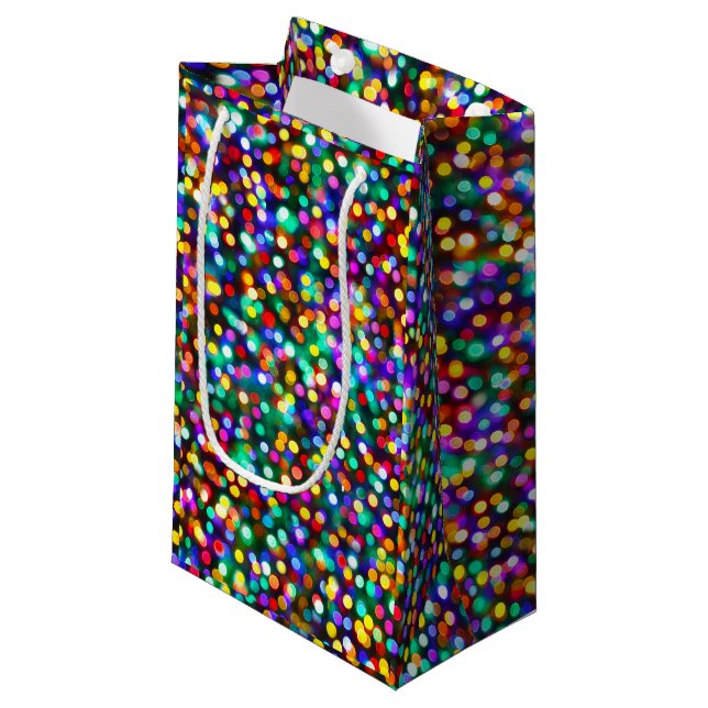 Christmas Glowing Lights Small Gift Bag (Front Angled)