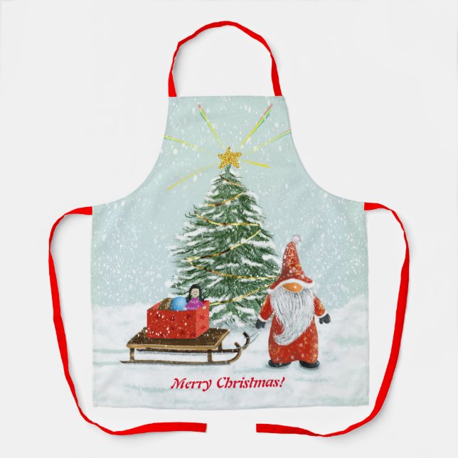 Christmas Gnome Apron Medium (Front)