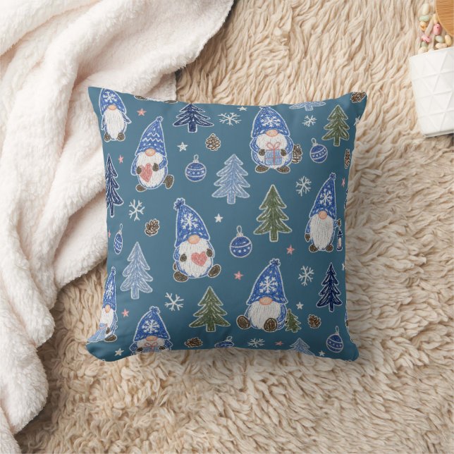 Christmas Gnome Christmas Tree Pattern Throw Pillow (Blanket)