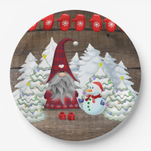 Christmas Gnome Christmas Trees Snowman Paper Plate