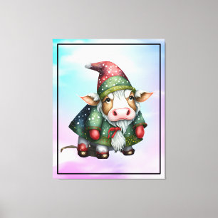 Christmas Gnome Cow Design-83456 Canvas Print
