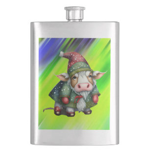 Christmas Gnome Cow Design-83456 Hip Flask