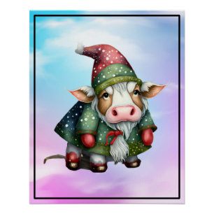 Christmas Gnome Cow Design-83456 Poster
