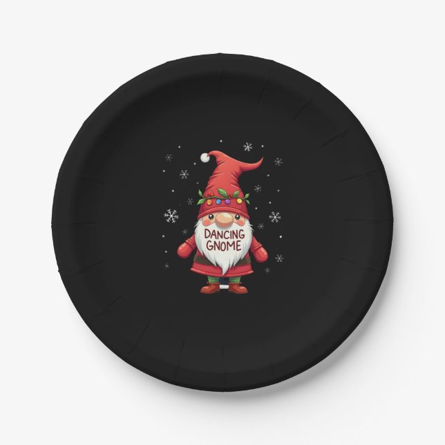 Christmas Gnome Dancing Gnome Family Christmas (1) Paper Plate (Front)