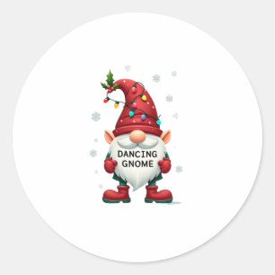 Christmas Gnome Dancing Gnome Family Christmas (2) Classic Round Sticker