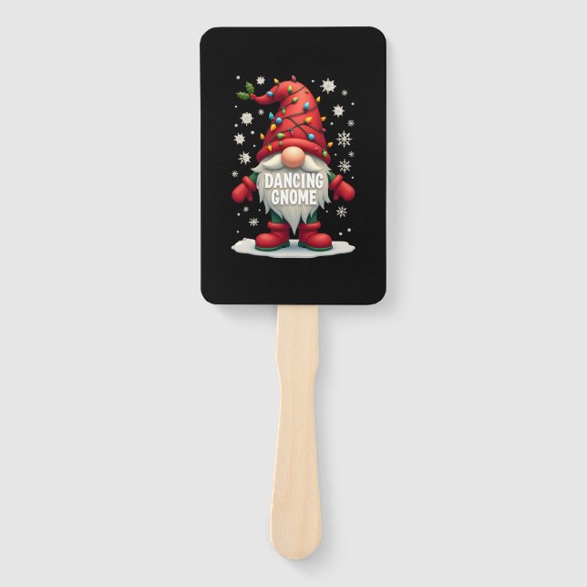 Christmas Gnome Dancing Gnome Family Christmas (3) Hand Fan (Front)
