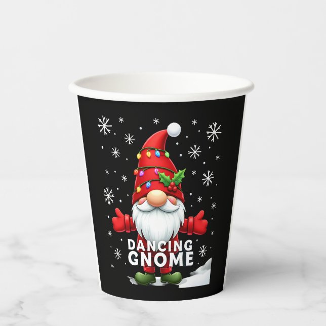 Christmas Gnome Dancing Gnome Family Christmas (4) Paper Cups (Front)