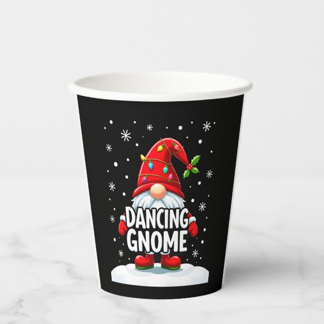Christmas Gnome Dancing Gnome Family Christmas (5) Paper Cups (Front)