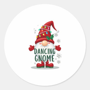 Christmas Gnome Dancing Gnome Family Christmas (6) Classic Round Sticker