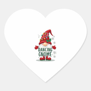 Christmas Gnome Dancing Gnome Family Christmas (6) Heart Sticker