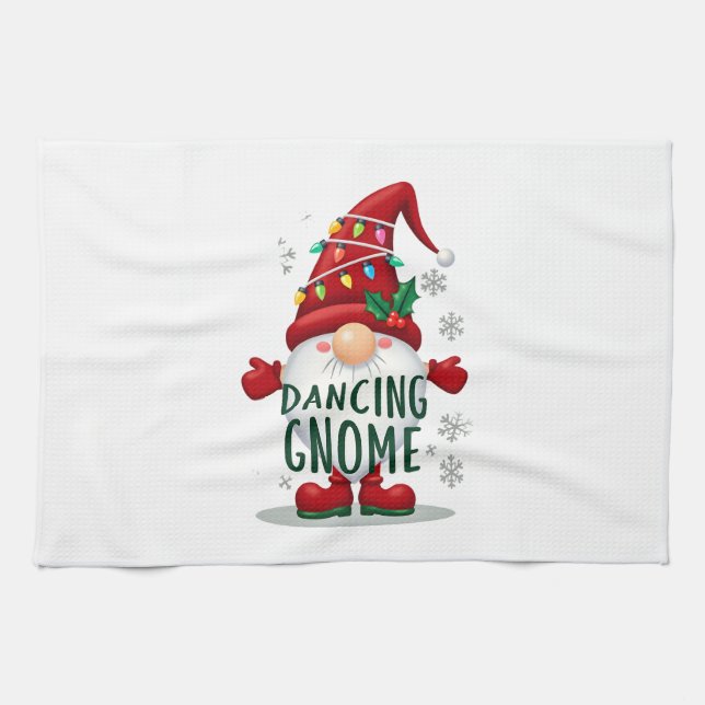 Christmas Gnome Dancing Gnome Family Christmas (6) Kitchen Towel (Horizontal)