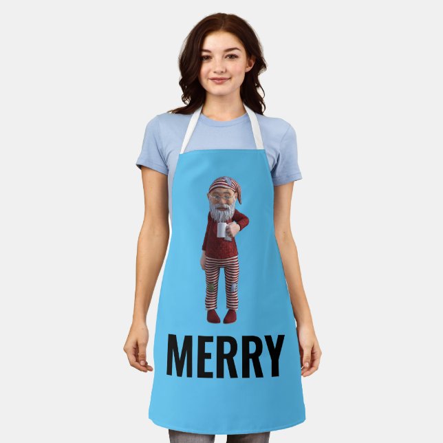 CHRISTMAS GNOME ELF MERRY APRON (Worn)