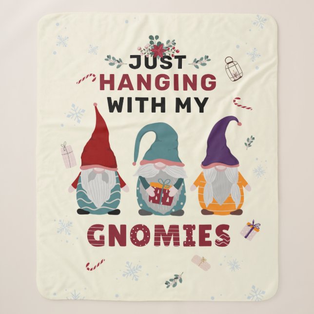 Christmas Gnome Family Just Hanging with Gnomies Sherpa Blanket (Front)