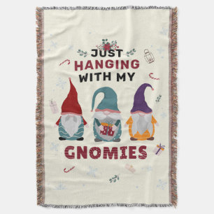 Christmas Gnome Family Just Hanging With Gnomies Throw Blanket