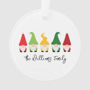 Christmas Gnome Family NAME Festive Fun Holiday Ornament