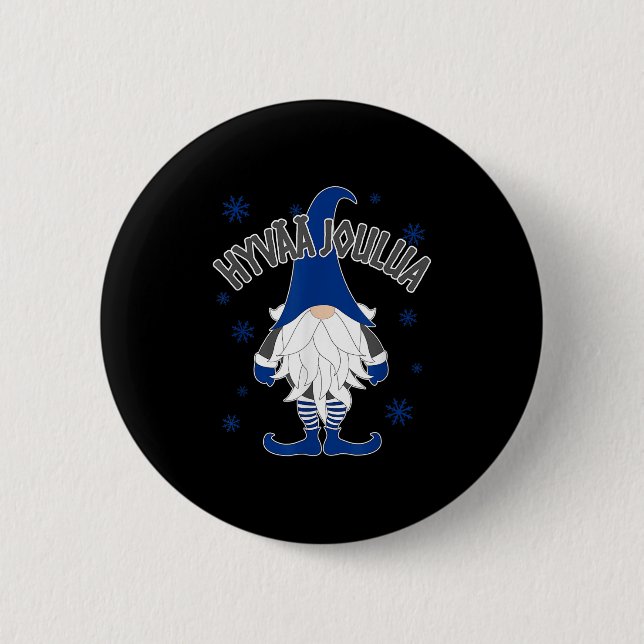 Christmas Gnome Finnish Scandinavian Tomte Finland 2 Inch Round Button (Front)